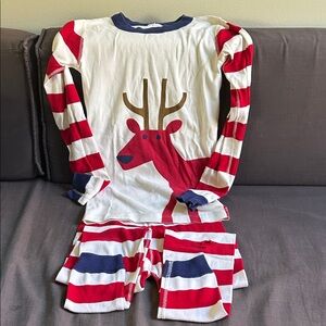 Hanna Andersson Red and White Reindeer Pajama Set